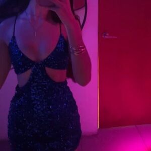 Blue Sequin Halter Dress